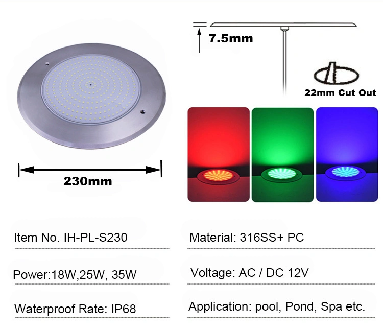 LED Swimming Pool SPA Cool White Light Underwater 12V 12W Waterproof Recessed IP68 LED Pool Light