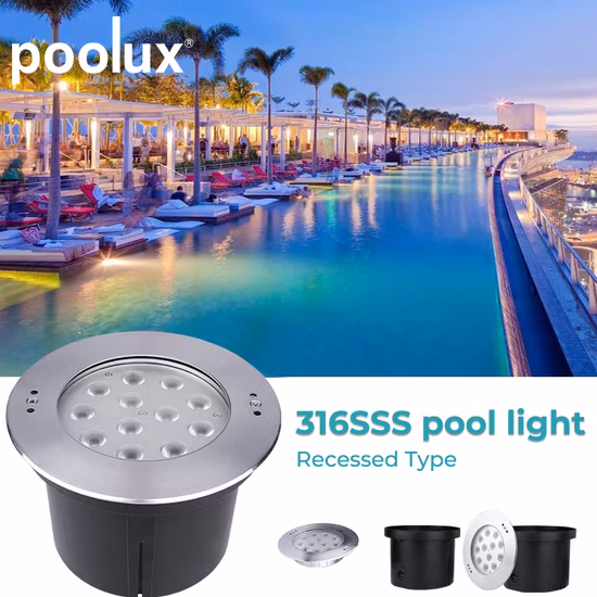 36W 316 en acier inoxydable IP68 étanche LED lumière encastrée sous-marine pour piscine